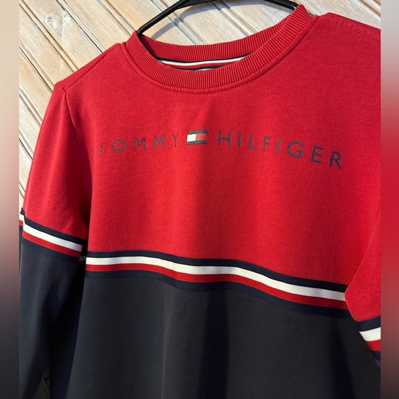 Tommy Hilfiger Kids Red & Blue Striped Sweater Embroidered Stripe - Picture 3 of 7